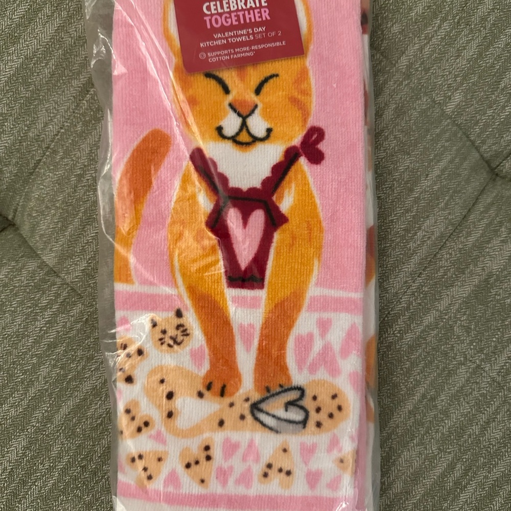 Pink Cat Kitchen Towel Set